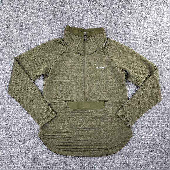 Columbia Jacket Womens Small Green Park Range Pullover 1/2 Zip Omni-Wick Hiking - Picture 1 of 16